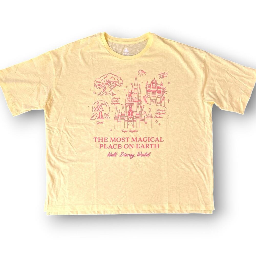 Disney Parks 2026 WDW Park Icon Four Park T Shirt Size Large Yellow New